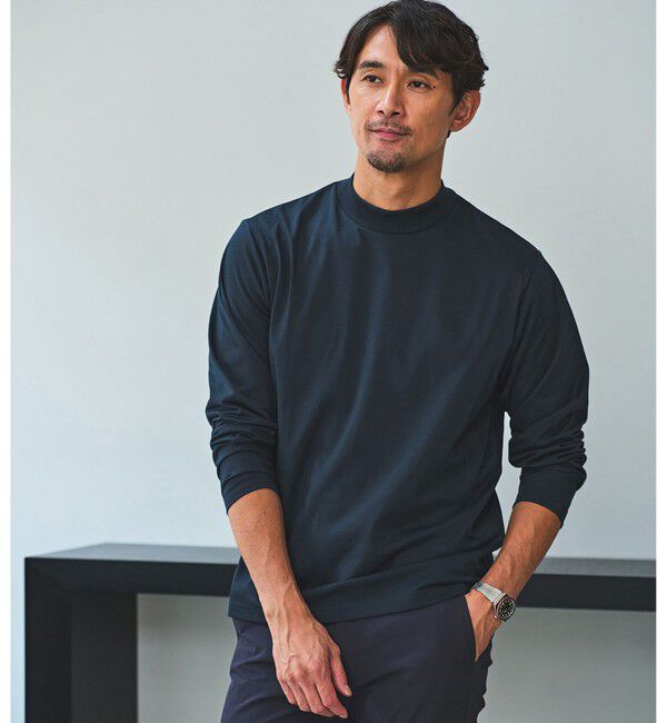 UNITED ARROWS green label relaxing「【WEB限定】JUST fit デイリーモック 長袖 Tシャツ -吸水速乾・抗菌-」|Tシャツ・カットソー|NAVY