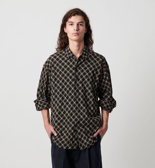 MONKEY TIME「バイアス シャーリング チェック シャツ」|シャツ・ブラウス|