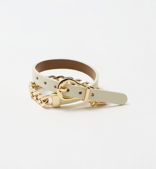 BEAUTY&YOUTH UNITED ARROWS「メタルチェーン&times;レザーベルト ブレスレット」|ブレスレット・バングル|OFF WHITE