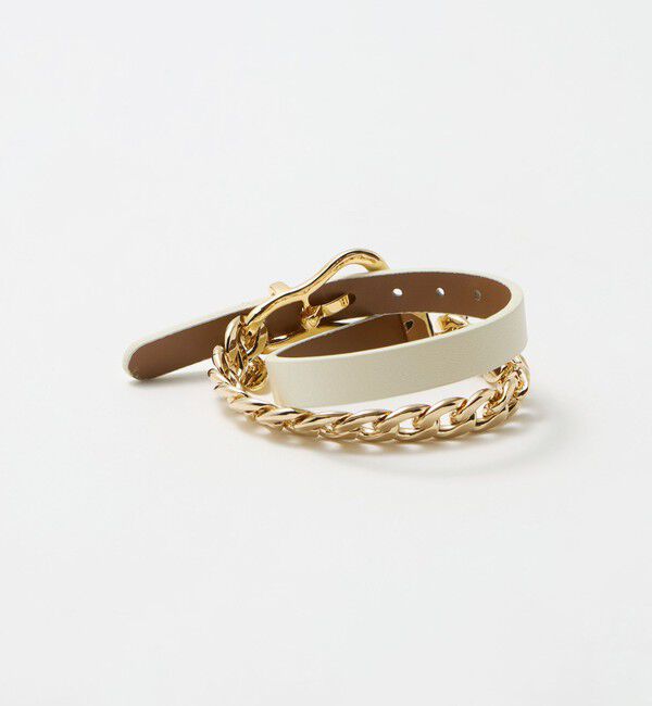 BEAUTY&YOUTH UNITED ARROWS「メタルチェーン&times;レザーベルト ブレスレット」|ブレスレット・バングル|