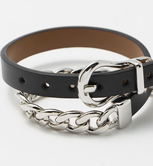 BEAUTY&YOUTH UNITED ARROWS「メタルチェーン&times;レザーベルト ブレスレット」|ブレスレット・バングル|