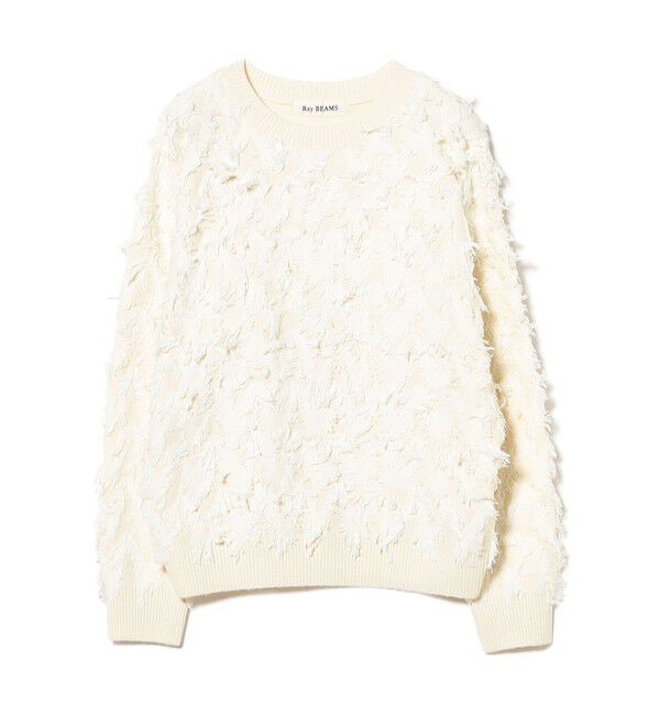 Ray BEAMS 「カット ジャカード フリンジ クルーネック ニット」|ニット・セーター|