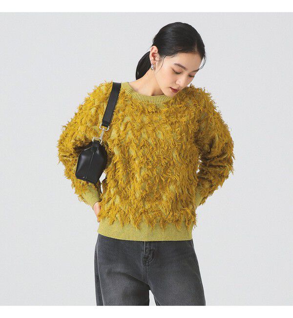 Ray BEAMS 「カット ジャカード フリンジ クルーネック ニット」|ニット・セーター|YELLOW