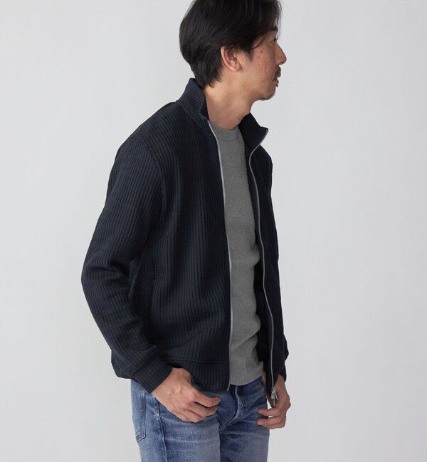 SHIPS「SHIPS: クォーター ゲージ ハイジップ スタンドブルゾン カーディガン」|カーディガン|