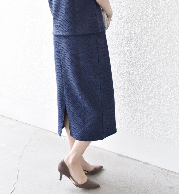 SHIPS for women「* 〈手洗い可能〉ブリスター ジャカード スカート◇」|スカート|ネイビー
