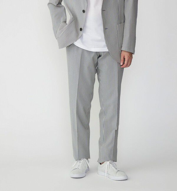 SHIPS「SHIPS: <セットアップ対応> イージー シアサッカー ストレッチ パンツ」|チノ|