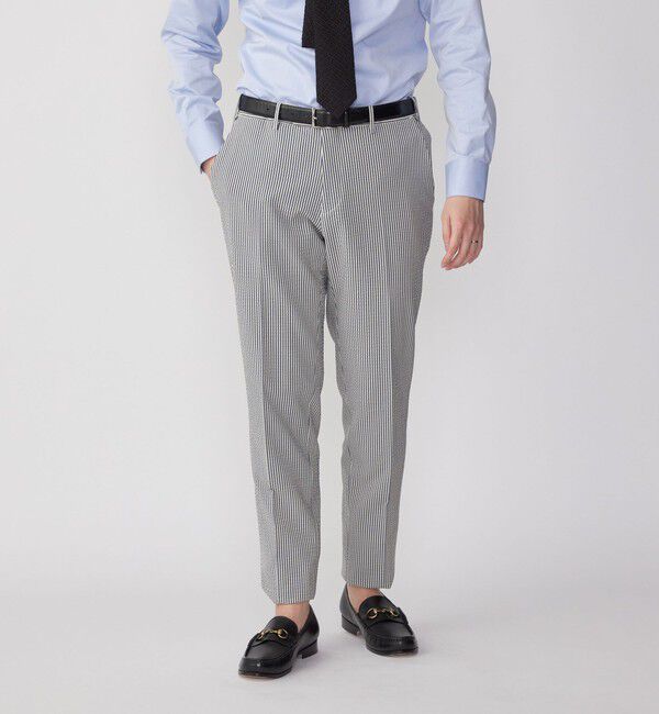 SHIPS「SHIPS: <セットアップ対応> イージー シアサッカー ストレッチ パンツ」|チノ|