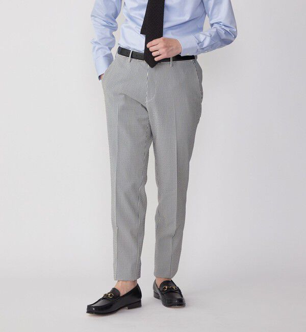 SHIPS「SHIPS: <セットアップ対応> イージー シアサッカー ストレッチ パンツ」|チノ|