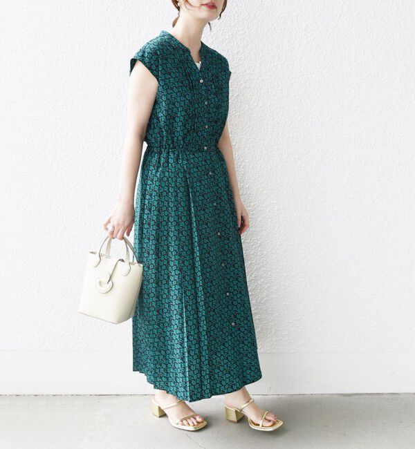 SHIPS for women「【WEB限定】〈洗濯機可能〉ドット 花柄 サイド プリーツ フレンチスリーブ ワンピース」|ワンピース|