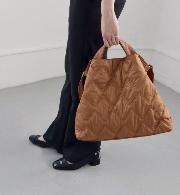 quaranciel「quaranciel: キルティング 2way ショルダー トート バッグ（A4対応）」|トートバッグ|キャメル