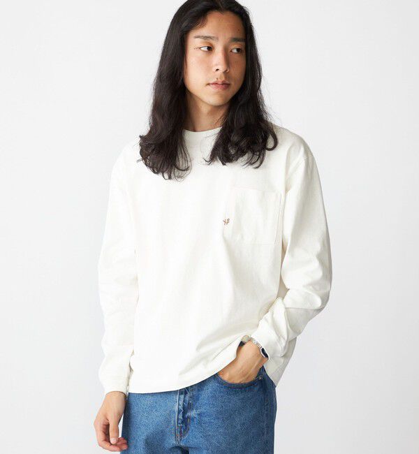 SHIPS「【WEB限定】SHIPS:〈汗染み防止加工〉ワンポイントロゴ ビッグシルエットヘビーウェイトTシャツ」|Tシャツ・カットソー|オフホワイト