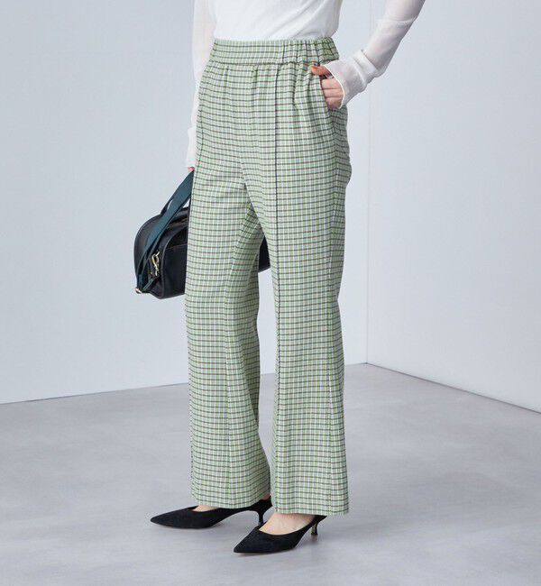 SHIPS for women「PLA チェック / ソリッド フレア パンツ ◇」|その他|グリーン