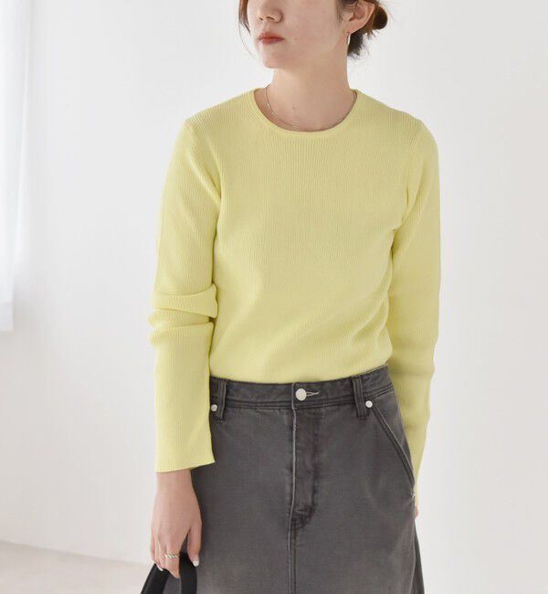 quaranciel「quaranciel:〈手洗い可能〉コットン リブ クルーネック ニット」|ニット・セーター|