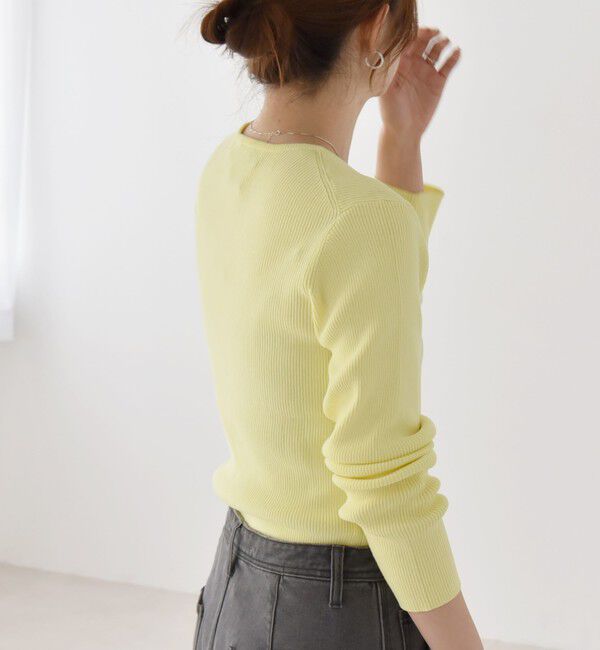 quaranciel「quaranciel:〈手洗い可能〉コットン リブ クルーネック ニット」|ニット・セーター|