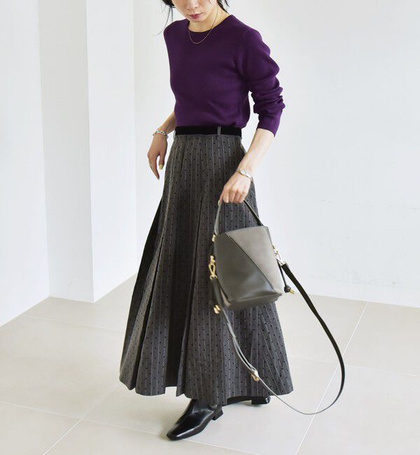 quaranciel「quaranciel:〈手洗い可能〉コットン リブ クルーネック ニット」|ニット・セーター|