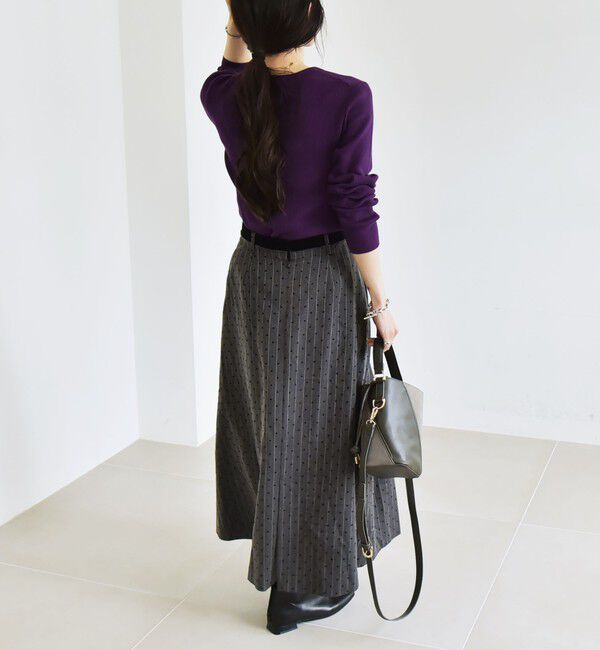 quaranciel「quaranciel:〈手洗い可能〉コットン リブ クルーネック ニット」|ニット・セーター|