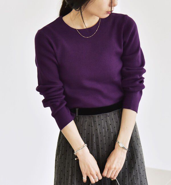 quaranciel「quaranciel:〈手洗い可能〉コットン リブ クルーネック ニット」|ニット・セーター|