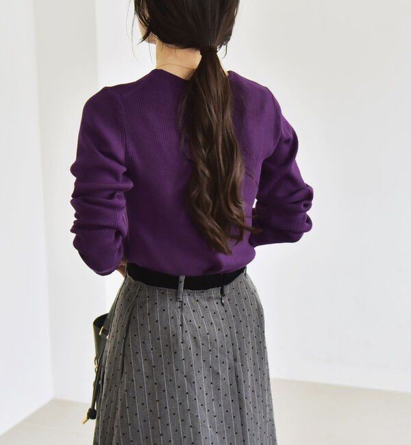 quaranciel「quaranciel:〈手洗い可能〉コットン リブ クルーネック ニット」|ニット・セーター|