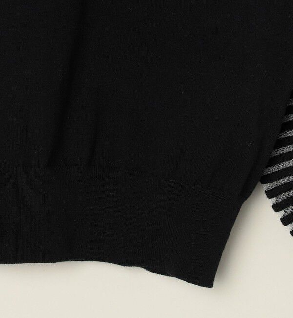 quaranciel「quaranciel:〈手洗い可能〉シアー ボーダー ボリュームスリーブ プルオーバー」|ニット・セーター|