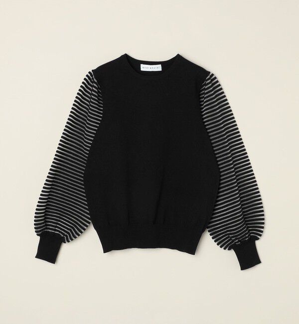 quaranciel「quaranciel:〈手洗い可能〉シアー ボーダー ボリュームスリーブ プルオーバー」|ニット・セーター|