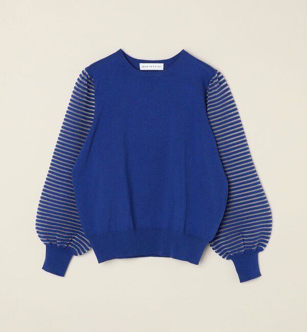 quaranciel「quaranciel:〈手洗い可能〉シアー ボーダー ボリュームスリーブ プルオーバー」|ニット・セーター|