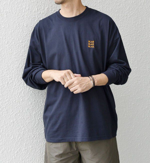 SHIPS any「【WEB限定】SHIPS any: BLAH BLAH BLAH.ワンポイント 刺繍 ルーズ Tシャツ (ロンT)◇」|Tシャツ・カットソー|