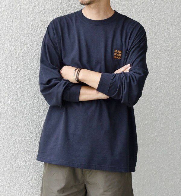 SHIPS any「【WEB限定】SHIPS any: BLAH BLAH BLAH.ワンポイント 刺繍 ルーズ Tシャツ (ロンT)◇」|Tシャツ・カットソー|