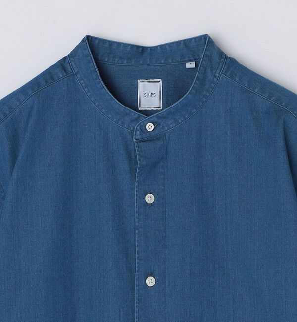 SHIPS「SHIPS: ウォッシュド デニム バンドカラーシャツ」|シャツ・ブラウス|
