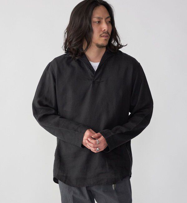 SHIPS「SHIPS: リネン ロングスリーブ カプリ シャツ」|シャツ・ブラウス|ブラック