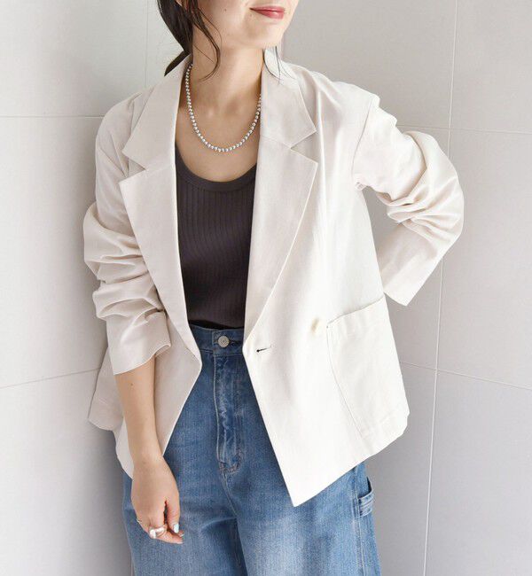 SHIPS any「SHIPS any: リネン ミックス 千鳥柄 テーラード ジャケット」|テーラードジャケット|