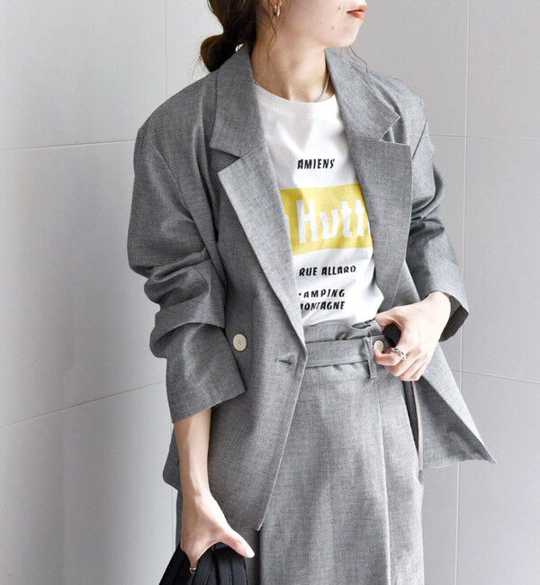 SHIPS any「SHIPS any: リネン ミックス 千鳥柄 テーラード ジャケット」|テーラードジャケット|