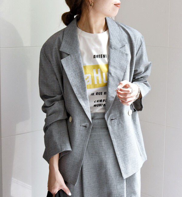 SHIPS any「SHIPS any: リネン ミックス 千鳥柄 テーラード ジャケット」|テーラードジャケット|