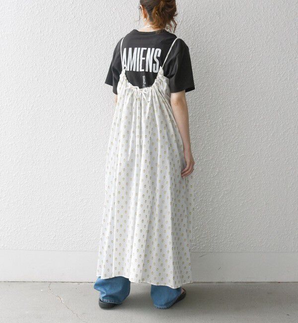 SHIPS any「SHIPS any:〈洗濯機可能〉グリッター プリント ギャザー キャミ ワンピース」|ワンピース|オフホワイト