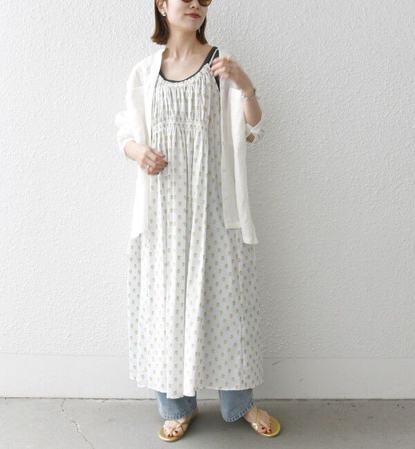 SHIPS any「SHIPS any:〈洗濯機可能〉グリッター プリント ギャザー キャミ ワンピース」|ワンピース|