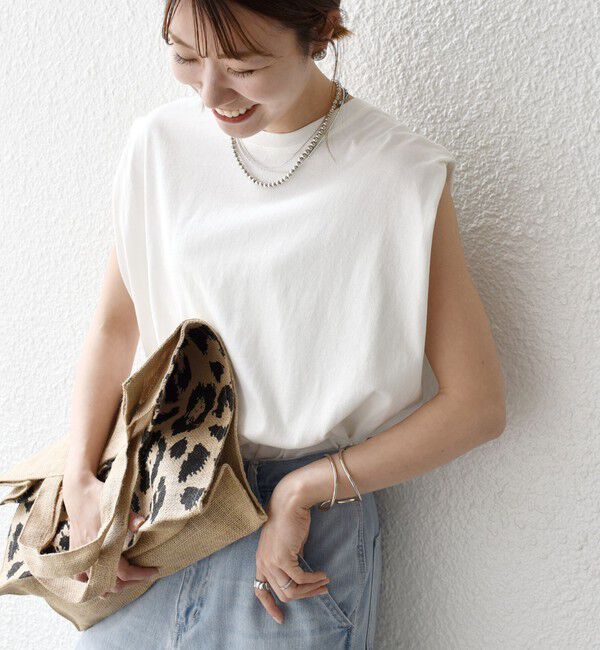 SHIPS any「SHIPS any:〈抗菌防臭/洗濯機可能〉USAコットン ラウンドヘム ノースリーブ TEE」|Tシャツ・カットソー|