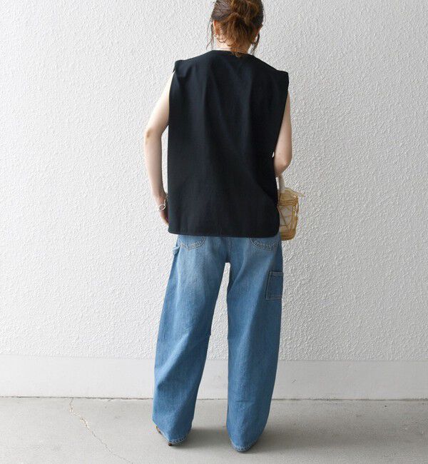 SHIPS any「SHIPS any:〈抗菌防臭/洗濯機可能〉USAコットン ラウンドヘム ノースリーブ TEE」|Tシャツ・カットソー|