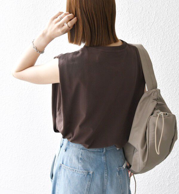 SHIPS any「SHIPS any:〈抗菌防臭/洗濯機可能〉USAコットン ラウンドヘム ノースリーブ TEE」|Tシャツ・カットソー|ブラウン
