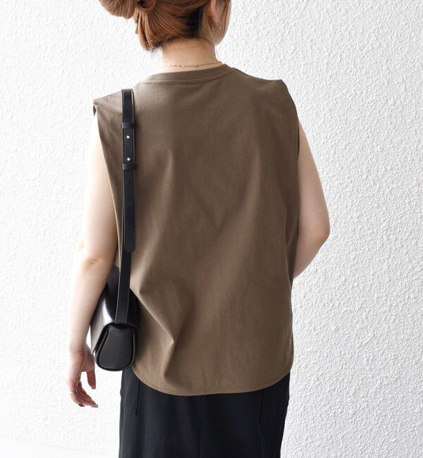 SHIPS any「SHIPS any:〈抗菌防臭/洗濯機可能〉USAコットン ラウンドヘム ノースリーブ TEE」|Tシャツ・カットソー|