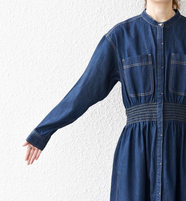SHIPS any「SHIPS any: シャーリング デニム ポケット ワンピース ［SHIPS any DENIM］」|ワンピース|