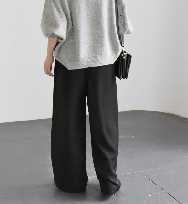 quaranciel「quaranciel:〈洗濯機可能〉シルキー サテン ダブルウエスト ワイド パンツ」|その他|