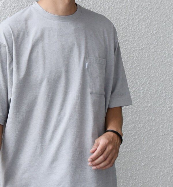 SHIPS any「【WEB限定】SHIPS any: リラックス ワンポイント ピスネーム ポケット Tシャツ（セットアップ対応）◇」|Tシャツ・カットソー|ライトグレー