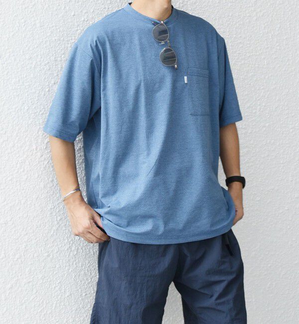 SHIPS any「【WEB限定】SHIPS any: リラックス ワンポイント ピスネーム ポケット Tシャツ（セットアップ対応）◇」|Tシャツ・カットソー|ライトブルー