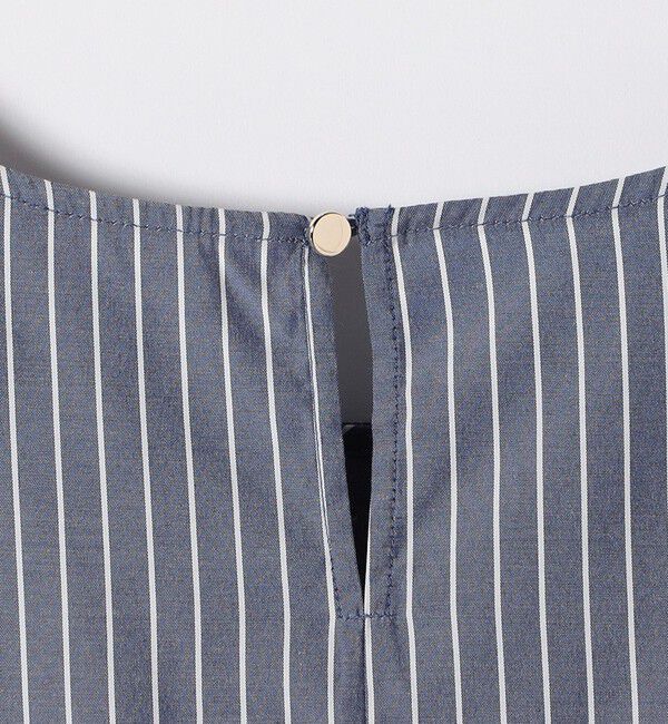 quaranciel「quaranciel:〈手洗い可能〉ギャザー ハーフスリーブ ストライプ ブラウス」|シャツ・ブラウス|