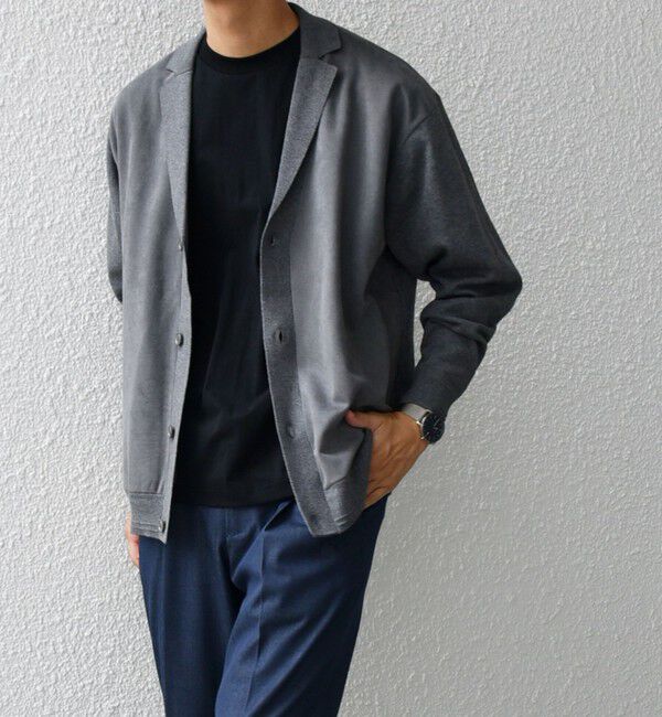 SHIPS any「SHIPS any: 〈手洗い可能〉コットン カシミヤ混 コンビ ニット ジャケット◇」|カーディガン|ダークグレー