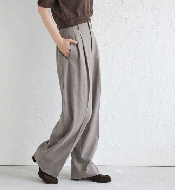 SHIPS for women「Wai＋:〈手洗い可能〉ウール混 2タック スラックス」|スラックス|ライトグレー