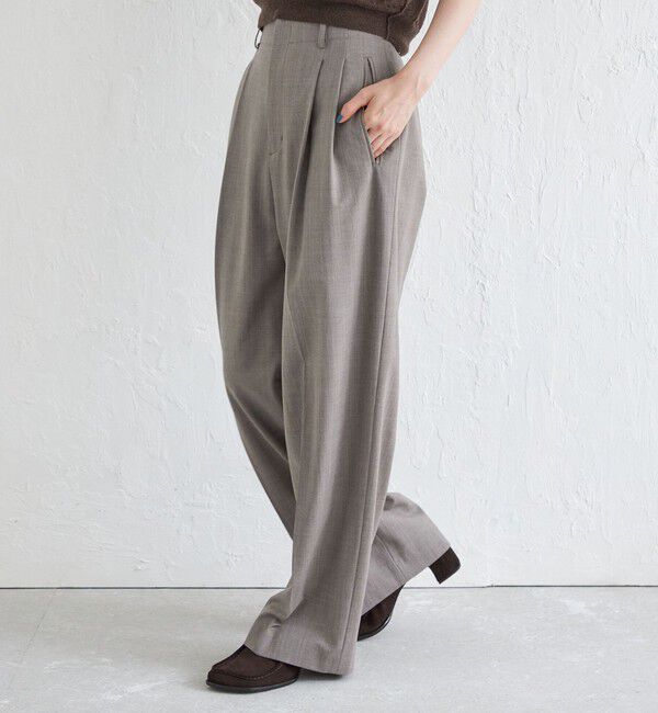 SHIPS for women「Wai＋:〈手洗い可能〉ウール混 2タック スラックス」|スラックス|