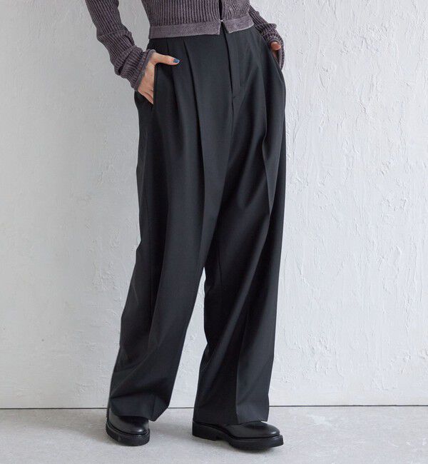 SHIPS for women「Wai＋:〈手洗い可能〉ウール混 2タック スラックス」|スラックス|