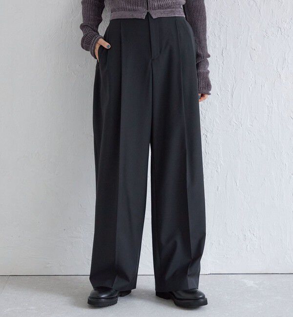 SHIPS for women「Wai＋:〈手洗い可能〉ウール混 2タック スラックス」|スラックス|