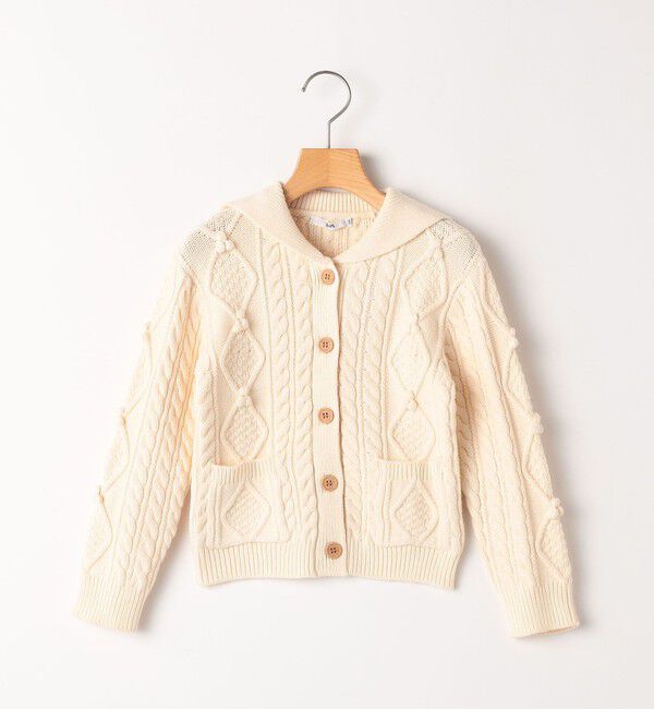 SHIPS KIDS「SHIPS KIDS:100～130cm /〈洗濯機可能〉ケーブル ニット カーディガン」|カーディガン|ストーン