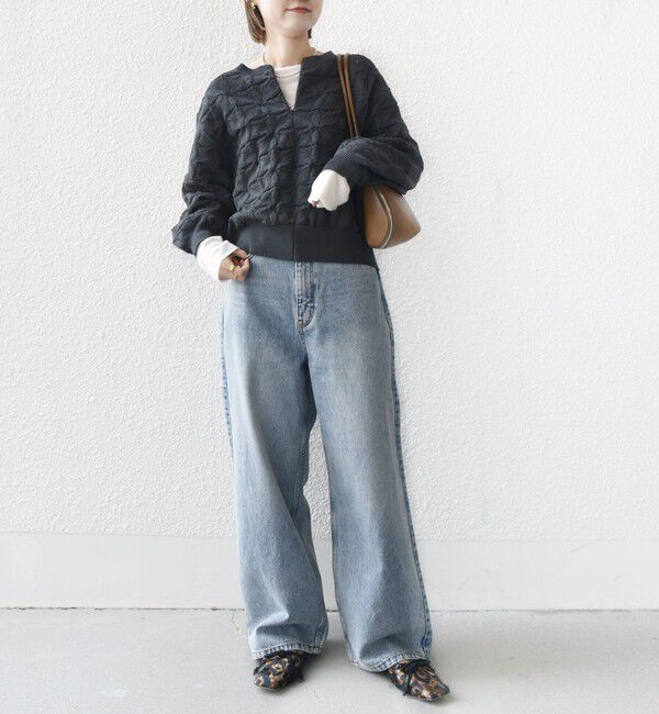 SHIPS for women「《一部予約》【WEB限定】〈洗濯機可能〉2WAY フラワー ジャカード ハーフ ジップ プルオーバー」|ニット・セーター|